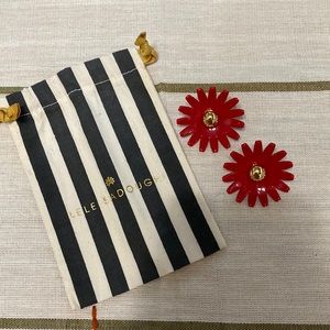 Lele Sadoughi Daisy Button Earrings in Red
